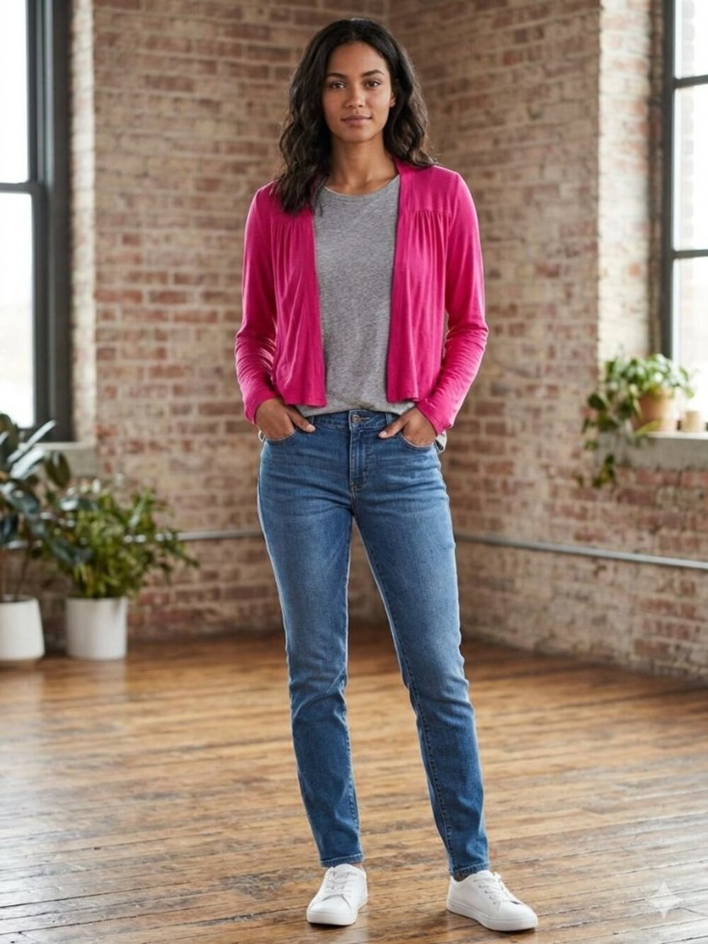 Splash Basic Size Med Bright pink cropped cardigan